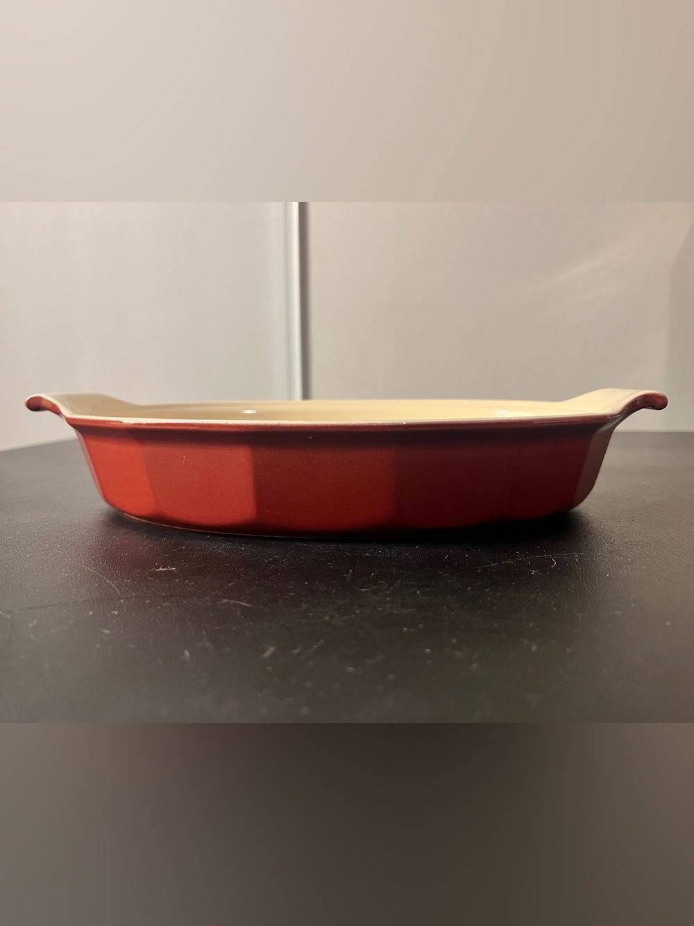 Vintage Emile Henry x Williams Sonoma oval baker dish 13" x 8" Burgundy France